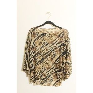 Brown and Tan Floral Print Top by Carolyn Strauss